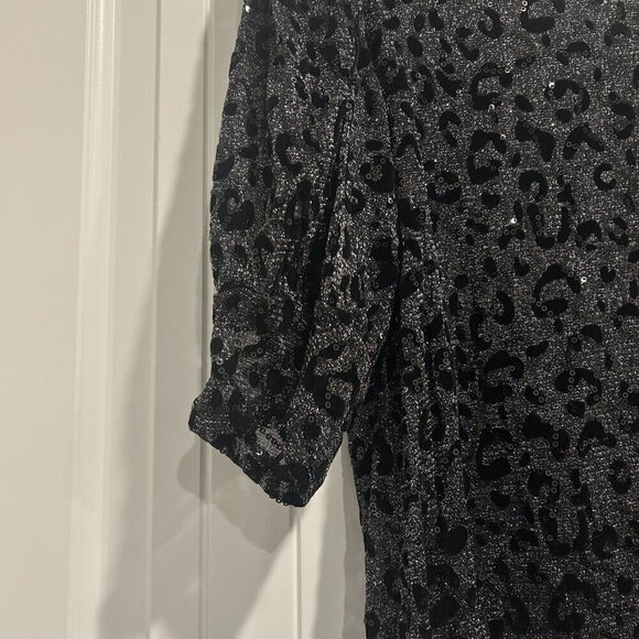 Zara Black Leopard Print Sheer Blouse Women’s Size M - Picture 3 of 6